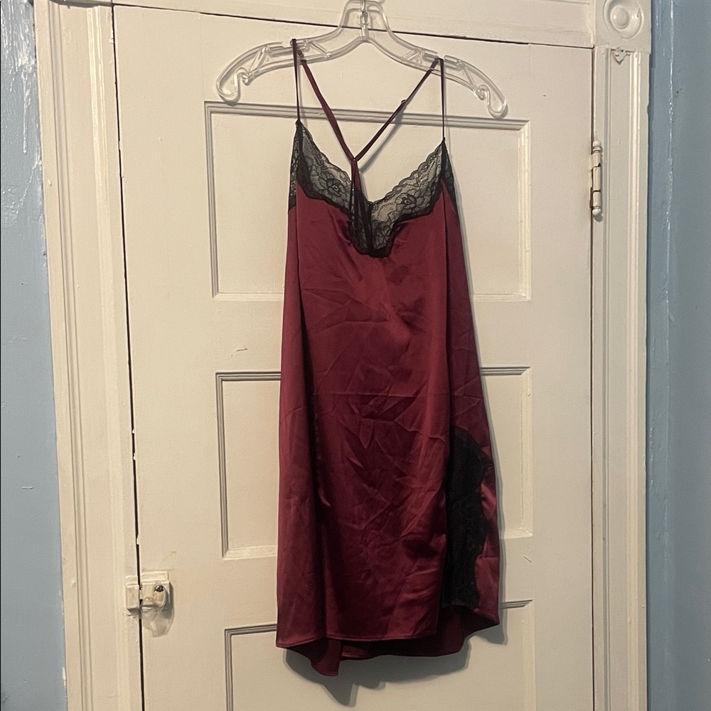 Cacique Burgundy Chemise with Black Lace
